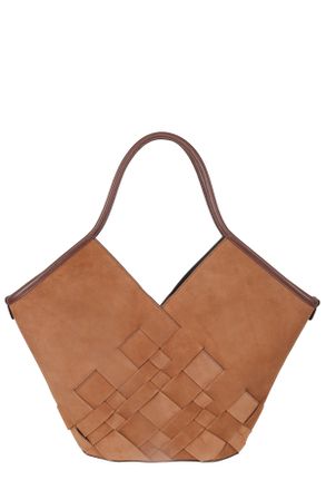 Hereu Brown Coloma Woven Pattern Suede Tote Bag