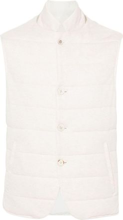 Eleventy baseball-collar textured gilet - men - Cotton/Wool/Linen/Flax/Polyamide/Polyester - 52 - Neutrals