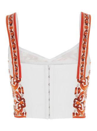 Dolce & Gabbana Womens Sleeveless Bustier Top Orange Silk Blend Tops