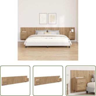 vidaXL Comodino - Testata con Comodino 3 pcs Rovere artigianale Legno multistrato