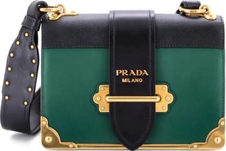 Prada Cahier Chain City Calf and Saffiano Small crossbody bag - Zwart