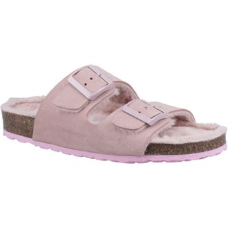 Hush Puppies Jessie Leather Womens Blush Slippers - Pink - Size UK 6