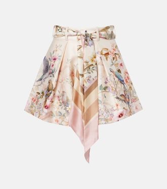 Zimmermann Rebellion printed silk and cotton shorts