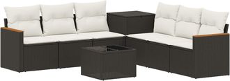 vidaXL Juego De Sof&aacute; 8 Uds. Negro Y Blanco Crema Vidaxl