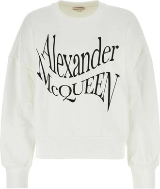Alexander McQueen Logo-print Katoenen Sweater - Dames - Sweatshirts - Wit - S - Katoen - Hoodies & sweatvesten