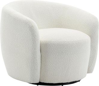 Vente-Unique Sillón giratorio de bouclé blanco VEREIDE