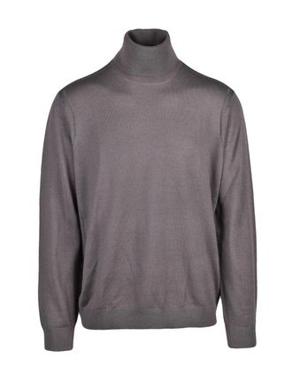 A|X Armani Exchange Grey Acrylic Virgin Wool-Blend Crewneck Sweater