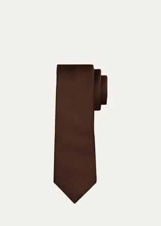 Giorgio Armani Mens Solid Textured Silk Tie
