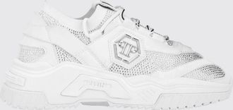 Philipp Plein Sneakers basse in pelle e viscosa stretch con monogram e strass