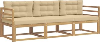 vidaXL Conjunto De Sof&aacute;s De Exterior 3 Uds. Y Beige Poli&eacute;ster Vidaxl