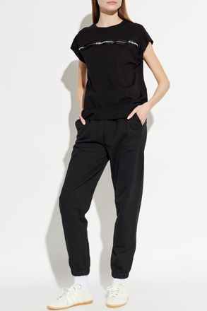 Emporio Armani Top With Printed Logo, Womens, Black