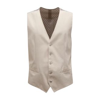 Dolce & Gabbana Suit Vests, male, Beige, Size: XL Cotton Waistcoat