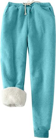 Generic Winter Trousers for Women UK Fleece Joggers for Women UK Fluffy Sherpa Lined Thermal Sweatpants Elastic Waisted Jogging Pants Winter Thick Warm Tracks