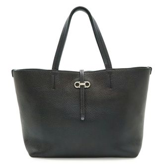 Ferragamo Black Leather Handbag Tote Bag (Pre-Owned)