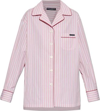 Dolce & Gabbana Striped Poplin Shirt - Dames - Overhemden - Roze - M - Katoen - Overhemden