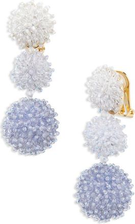 Oscar De La Renta Triple Pompom Beaded Drop Earrings in Blue Multi at Nordstrom