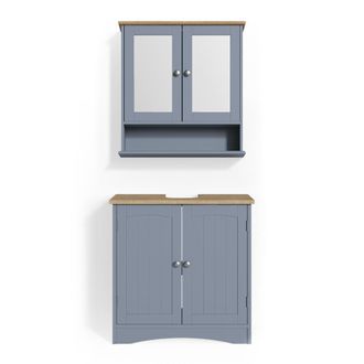 Vicco Conjunto De Muebles De Ba&ntilde;o Bianco, Gris, 2 Piezas