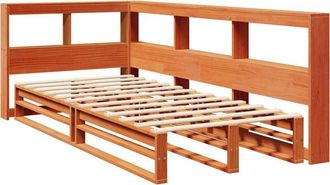 vidaXL Cama Con Estanter&iacute;a Sin Colch&oacute;n Madera Maciza Marr&oacute;n 90x190 Cm Vidaxl