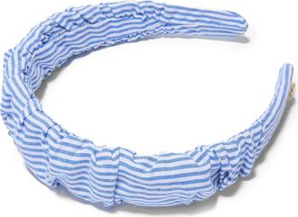Lele Sadoughi Kelly Cotton Seersucker Headband in Ocean Spray at Nordstrom