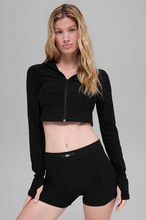 Alo Alosoft Sincere Fitted Jacket in Black, Size: Medium