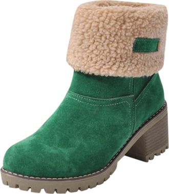 Generic Womens Winter Ankle Boots, Faux Fur Lined Short Boots with Fold over Cuff Design, Non Slip Sole and Soft Cushioned Insole, Warm Comfortable Walking Fo