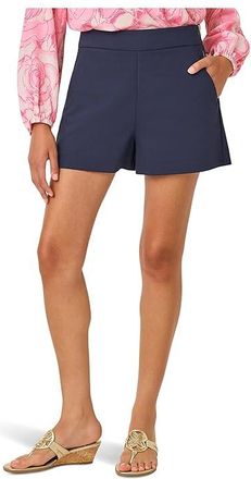 Lilly Pulitzer Sarissa Stretch Shorts Womens Shorts True Navy : 10 3, Cotton/Polyester