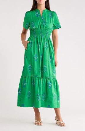 Sugarlips Lara Floral Print A-Line Dress in Kelly-Blues at Nordstrom, Size X-Large