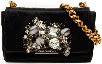 Dolce & Gabbana Pre-owned Dolce and Gabbana Crystal Embellished Satin Miss Stone Chain Crossbody Ladies R1ZL1H8K64QUGI5Y