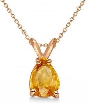 Allurez Pear-Cut Citrine Solitaire Pendant Necklace 14K Rose Gold (1.00ct)