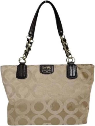 Coach Pre-owned Shoulder Bags, female, Beige, Size: ONE SIZE Pre-owned Nylon Tote Bag