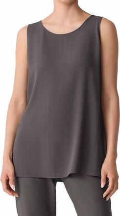 Eileen Fisher Crepe Ballet Neck Long Tank In Rye