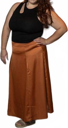 Loveriche Satin Maxi Skirt In Copper