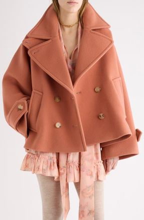 Chlo&eacute; Iconic Soft Wool Blend Coat in Cedar Pink at Nordstrom, Size 36