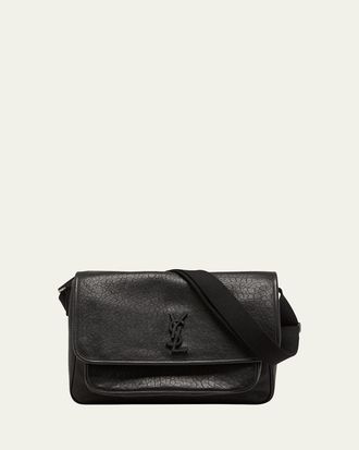 Saint Laurent Mens Niki YSL Messenger Bag in Grained Leather