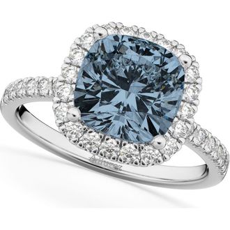 Allurez Cushion Cut Halo Gray Spinel & Diamond Engagement Ring 14k in 3.11Ct/white Gold at Nordstrom, Size 6.5