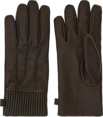 Ferragamo lined topstitching gloves - men - Cashmere/Nappa Leather - 9.5 - Brown