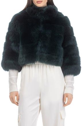 Gorski Genuine Shearling Bolero, Cropped Sleeves in Emerald at Nordstrom, Size X-Large
