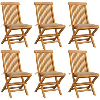 vidaXL Vidaxl - Sillas De Jard&iacute;n 6 Uds Con Cojines Beige Madera De Teca