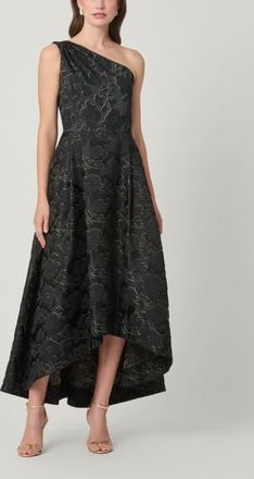 Shoshanna Midnight Georgie Bowery Jacquard Dress in Jet/gold at Nordstrom, Size 10