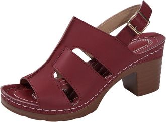 Generic RLEHJN Wedge Walking Sandals for Women Ankle Strap, Womens Platform Chunky Heels Round Open Toe High Heeled Sandals Comfortable Wedges Shoes for Party