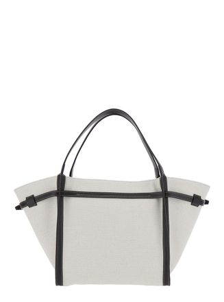 Tod's Womens Tote Bag White Cotton-Linen