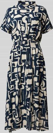 Apricot Midikleid mit Smok-Details in Marine, Gr&ouml;&szlig;e XS