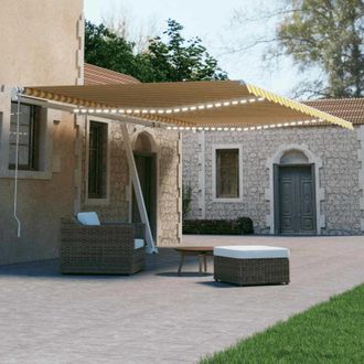 vidaXL Vidaxl - Toldo Autom&aacute;tico Led Sensor De Viento Amarillo Blanco 600x300cm