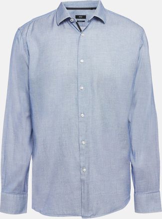 HUGO BOSS Boss By Hugo Boss Blue Patterned Cotton Button Up Shirt