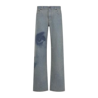 Jean Paul Gaultier Jeans Gamba Dritta con Stampa Viso - - Jeans - Donna - Blu - W25