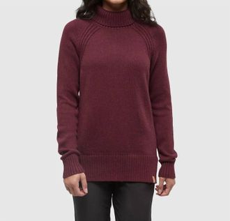 tentree Relaxed Turtleneck Sweater In Burgundy Heather