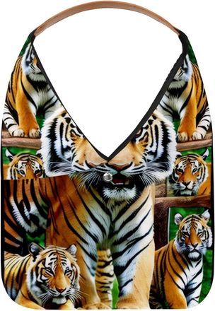 Generic Tigers Coming Out Reusable Lightweight Grocery Bags - Foldable Into Compact Pouch, Washable & Sturdy, Multipurpose for Shopping and Travel