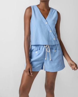 Lilla P Cross Front Sleeveless Top In Malibu