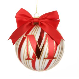 KASANOVA Pallina Natale con lettera M 10 cm Circus rosso