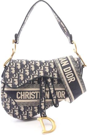 Dior Pre-owned Dior Oblique Embroidered Canvas Saddle Bag Ladies MZ0OJKN7ABWK7EEE